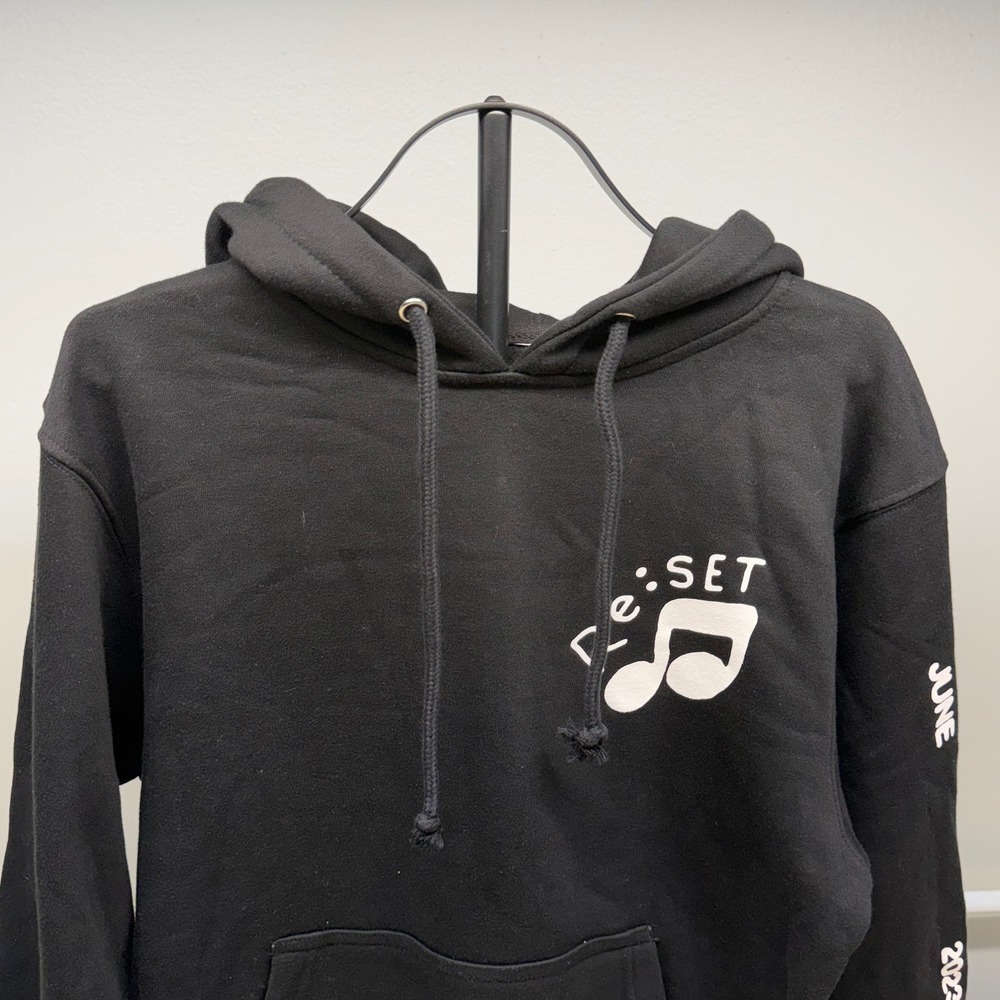 ReSET Graphic Music Note Hoodie Black Men's Size Small Concert Experience NWOT - Picture 5 of 7